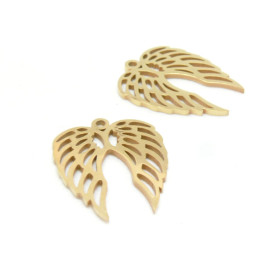 HS105JN8752 PAX 1 Pendentif Aile d'Ange 22mm en Acier Inoxydable 201 Coloris Doré