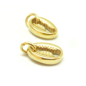 HL21818G PAX 2 Pendentifs,  Coquillage, Cauri 11.5 mm en Acier Inoxydable 304 Coloris Doré pour bijoux raffinés