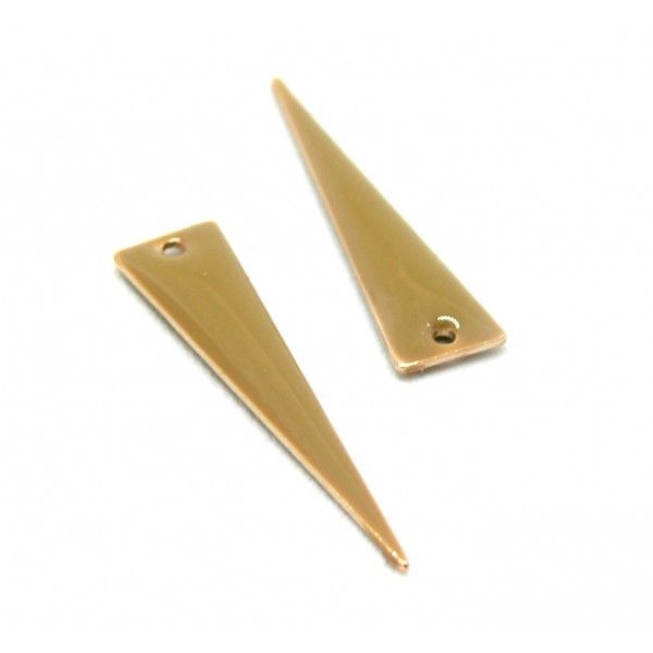 pendentifs style émaillé - Triangle long  et fin - 28 par 7 mm metal couleur Doré