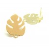 Boucle d'oreille - Puce - Feuille de Monstera - avec attache - metal - finition Or Gold Filled 18KT - avec embouts plastique