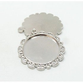 A18228 PAX 5  Supports de pendentif, Arty Fleur 25mm, Laiton coloris Argent Vif