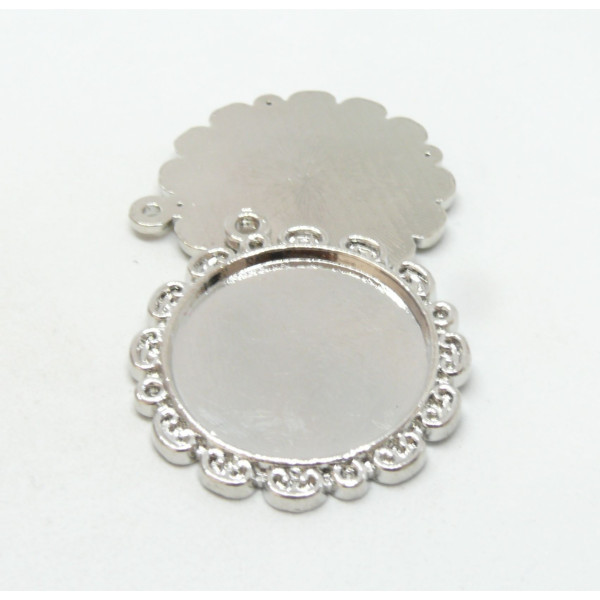 A18228 PAX 5  Supports de pendentif, Arty Fleur 25mm, Laiton coloris Argent Vif