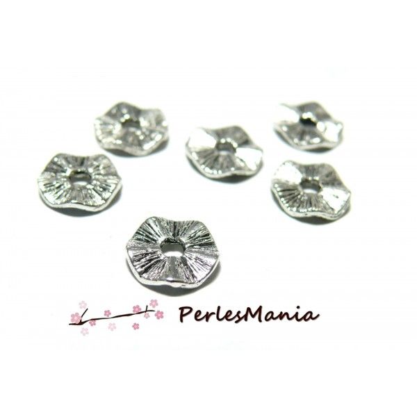 PAX 100 perles intercalaire STRIES 10mm S1181688 metal ARGENT ANTIQUE
