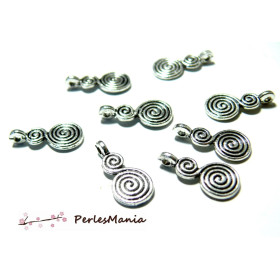 Pendentifs Tourbillons Spirales 18mm – Métal Argent Antique