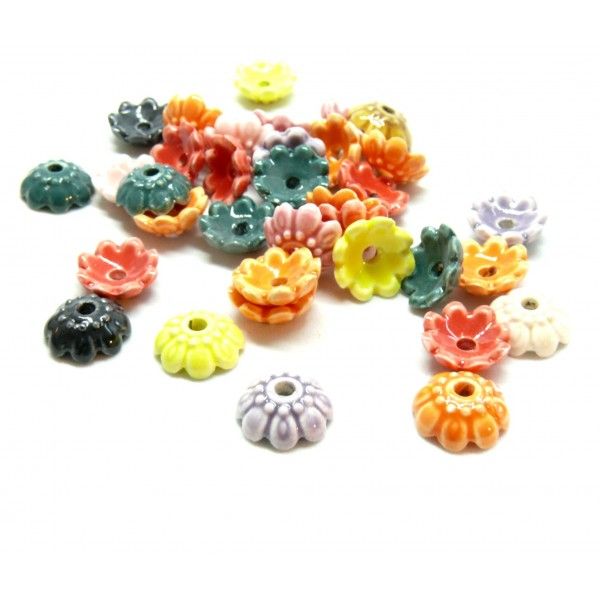 Coupelles, calottes, caps fleur 11 mm, Céramique coloris Mixte