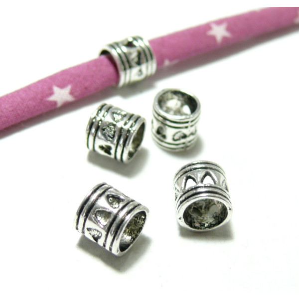 161015144828 PAX environ 30 perles intercalaires TUBE FLEUR 6mm couleur Argent Antique