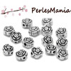 PAX 20 perles intercalaires passants FLEUR BIFACE 7mm metal couleur ARGENT ANTIQUE ( S1120746 )