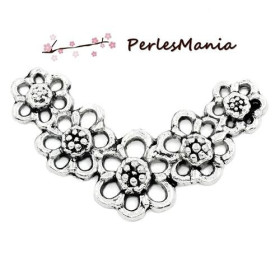 30 CONNECTEURS LIENS MULTI FLEURS VIEIL ARGENT 33mm S03111, DIY 