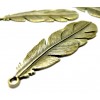 Ref 178 Lot de 1 pendentif Majestueuse Plume 55 mm métal coloris Bronze