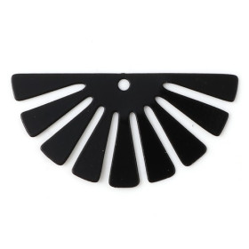 Estampes, pendentifs, Demi cercle style, Eventail 35 mm, métal coloris Noir