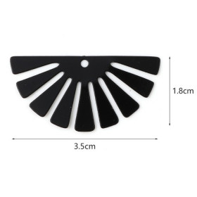 Estampes, pendentifs, Demi cercle style, Eventail 35 mm, métal coloris Noir