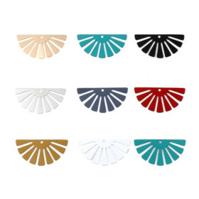 Estampes, pendentifs, Demi cercle style, Eventail 35 mm, métal coloris Blanc