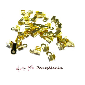 Griffe Pince Attache Ruban 8 par 4mm metal Doré embouts, serre fils ( idéal pour une corde de   3mm )