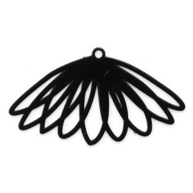 Estampes, pendentifs, Fleur 28 mm, métal coloris Noir