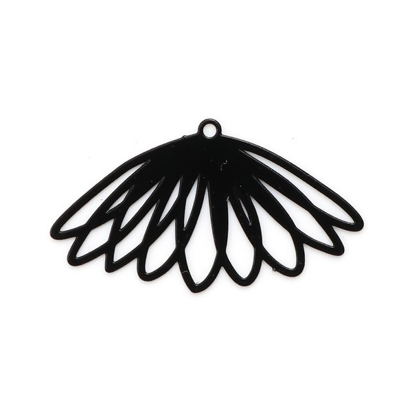 Estampes, pendentifs, Fleur 28 mm, métal coloris Noir