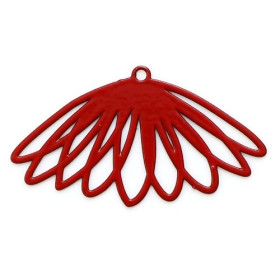 Estampes, pendentifs, Fleur 28 mm, métal coloris Rouge