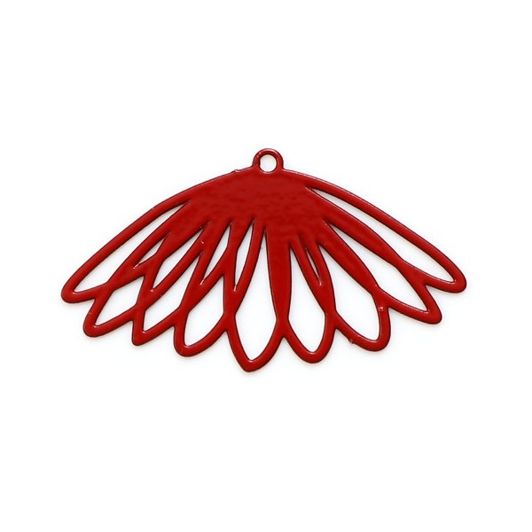 Estampes, pendentifs, Fleur 28 mm, métal coloris Rouge