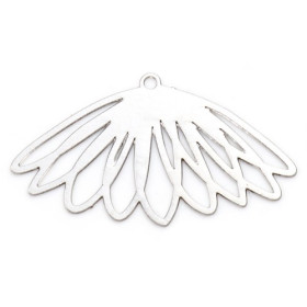 Estampes, pendentifs, Fleur 28 mm, métal coloris Argent Platine