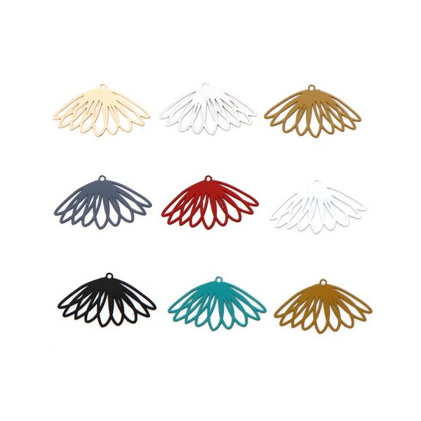 PS11738733 PAX 10 Estampes, pendentifs, Fleur 28 mm, métal coloris Argent Platine