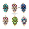 Connecteurs Crâne 25mm – Métal Doré Résine Émaillée Halloween Dia de los muertos