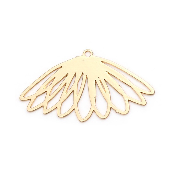 Estampes, pendentifs, Fleur 28 mm, métal coloris Doré