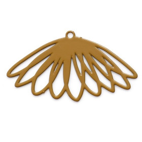 Estampes, pendentifs, Fleur 28 mm, métal coloris Moutarde