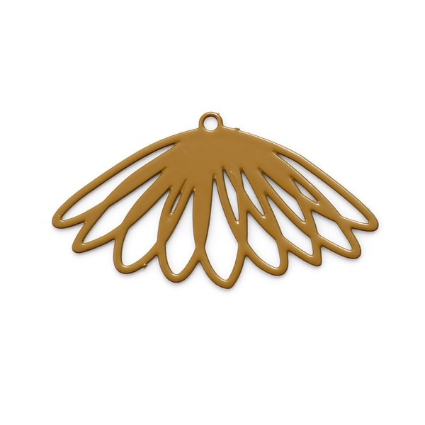Estampes, pendentifs, Fleur 28 mm, métal coloris Moutarde