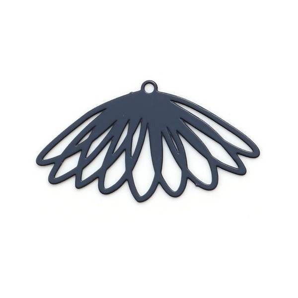 Estampes, pendentifs, Fleur 28 mm, métal coloris Gris
