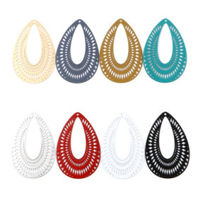 Estampes, pendentifs, Goutte dentelle 41 mm, métal coloris Gris