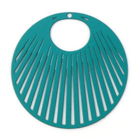 PS11738695 PAX 5 Estampes pendentif filigrane Cercle 31mm métal coloris Bleu Canard