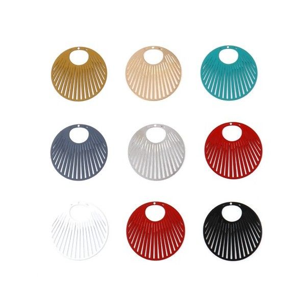 PS11738696 PAX 5 Estampes pendentif filigrane Cercle 31mm métal coloris Moutarde
