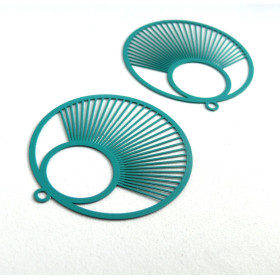 Estampes pendentif filigrane Cercle 40 mm Bleu Canard