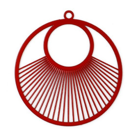 AE115957 Lot de 2 Estampes pendentif filigrane Cercle 40 mm Rouge