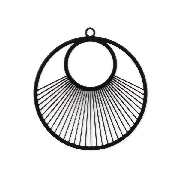 Estampes Pendentif Filigrane Cercle 40mm Noir