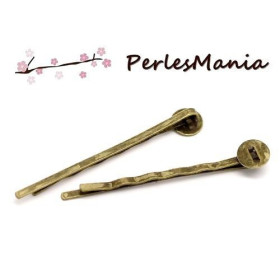 Barrettes Bob Pin Pince a Cheveux, plateau plat 8mm métal coloris Bronze