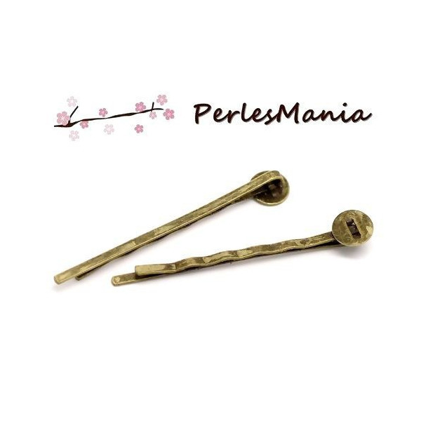 Barrettes Bob Pin Pince a Cheveux, plateau plat 8mm métal coloris Bronze
