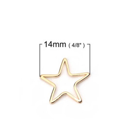 PS11011619 PAX 10 perles intercalaires ETOILES cuivre plaqué DORE 