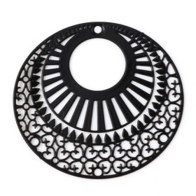 AE113654 Lot de 2 Estampes pendentif filigrane 38mm métal couleur Noir