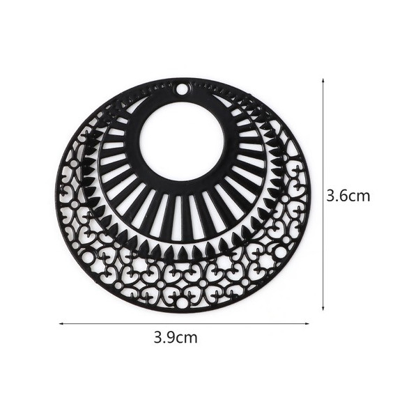 PS11738722 PAX 4 Estampes pendentif filigrane 39 mm métal couleur Noir