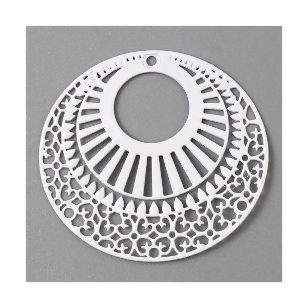PS11738723 PAX 4 Estampes pendentif filigrane 39 mm métal couleur Blanc
