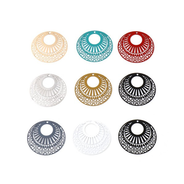 PS11738729 PAX 4 Estampes, pendentif filigrane 39 mm, métal couleur Gris