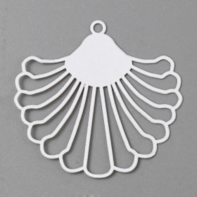 PS11738699 PAX 4 Estampes, pendentif filigrane, style Eventail 39 mm, Coloris Blanc