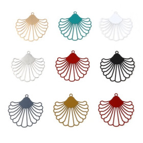 PS11738699 PAX 4 Estampes, pendentif filigrane, style Eventail 39 mm, Coloris Blanc