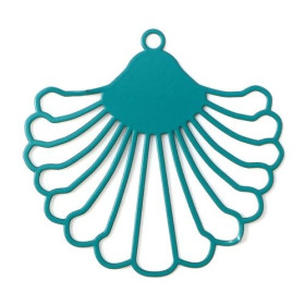 Estampes, pendentif filigrane, style Eventail 39 mm, Coloris Bleu Canard