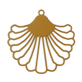 PS11738704 PAX 4 Estampes, pendentif filigrane, style Eventail 39 mm, Coloris Moutarde