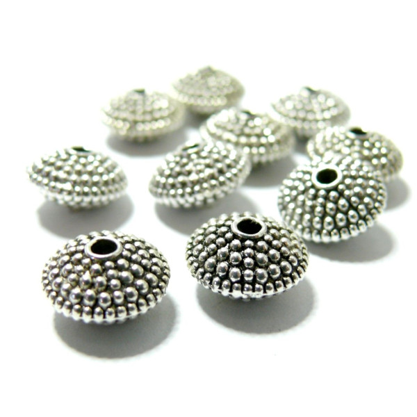 perles intercalaires Rondelle avec Picot 11 mm métal coloris Argent Antique