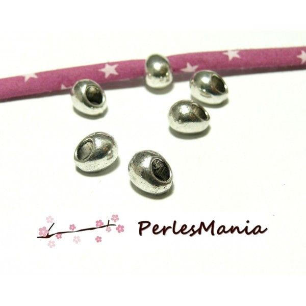 10 perles intercalaire forme GALET 9.5mm H10909 VIEIL ARGENT, DIY 