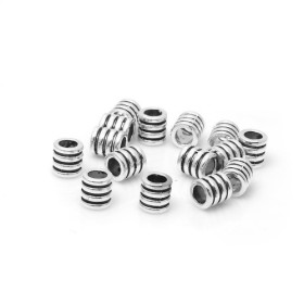 PS110202845 PAX 10 perles intercalaires, Tube Ressort 10 par 9mm, Métal couleur Argent Antique