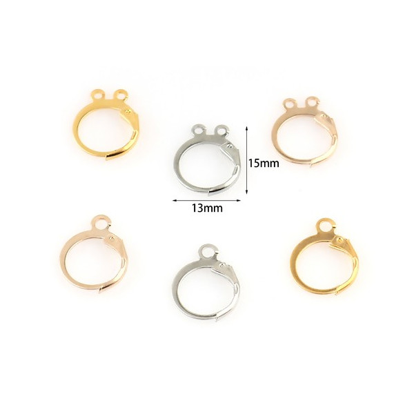 PS11715541 PAX 20 Boucles d'oreille dormeuses Cercle avec DOUBLE attache Cuivre Coloris Argent Platine