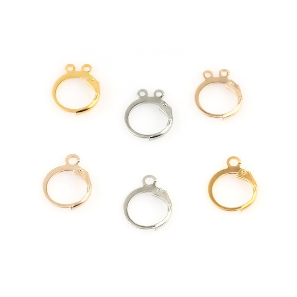 PS11715541 PAX 20 Boucles d'oreille dormeuses Cercle avec DOUBLE attache Cuivre Coloris Argent Platine